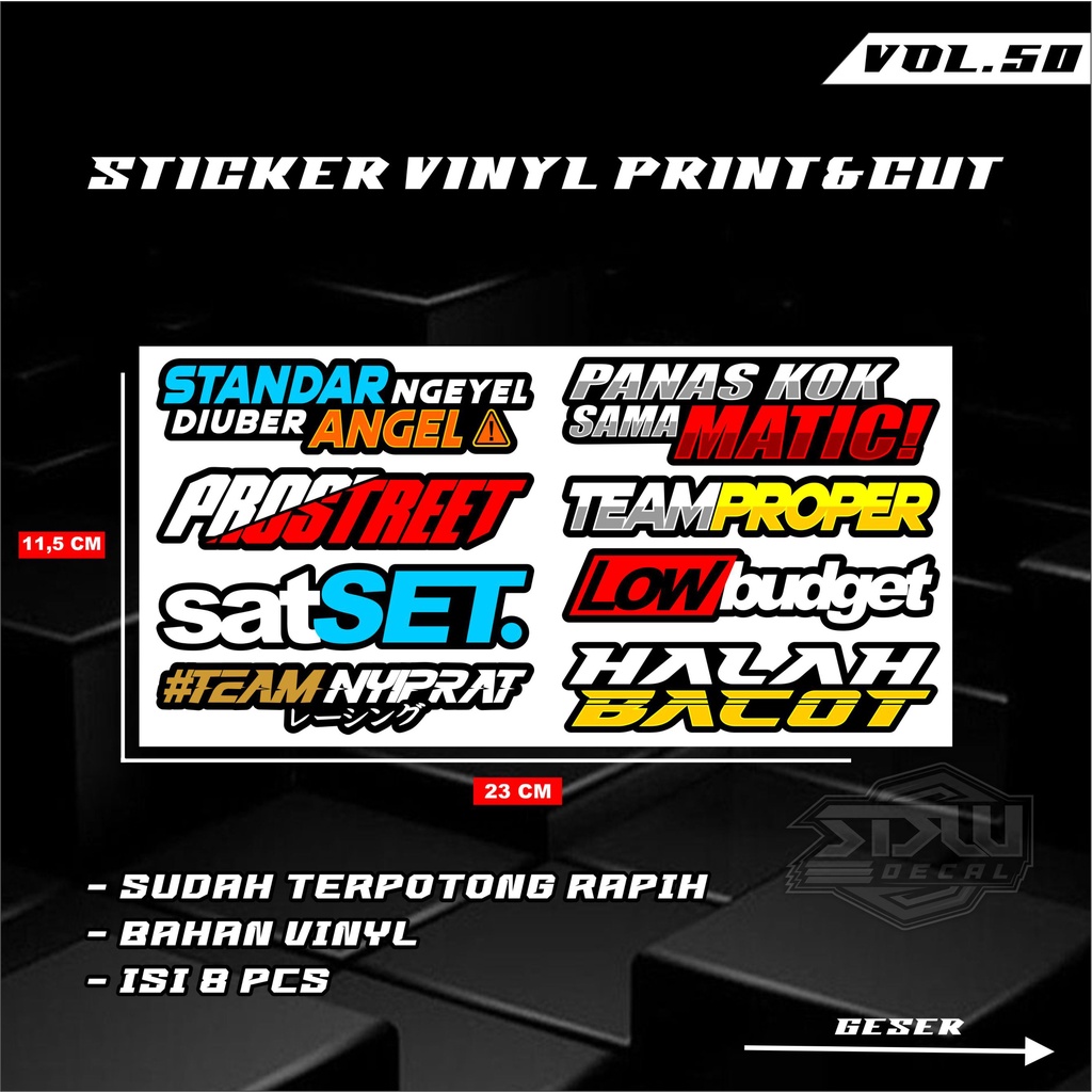 Sticker Racing Pack Print &amp; Cut Stiker Motor Setiker Motor 40/55