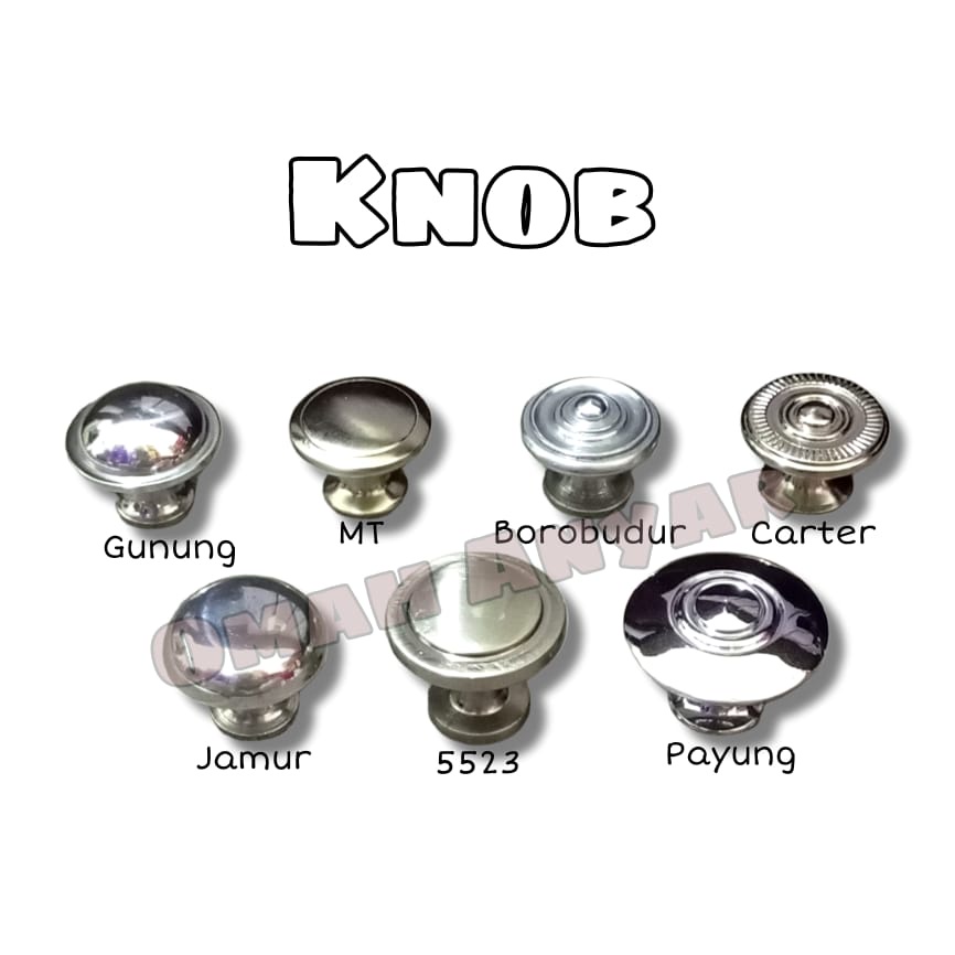 Knob Handle Tarikan Pegangan Laci Pintu  Lemari SS Aluminium Kuningan