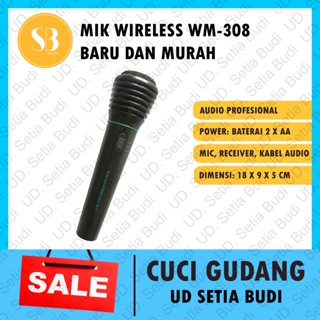 Mikrofon Mic Wireless Karaoke Ashley WM-308 Mik Microphone Baru dan Murah