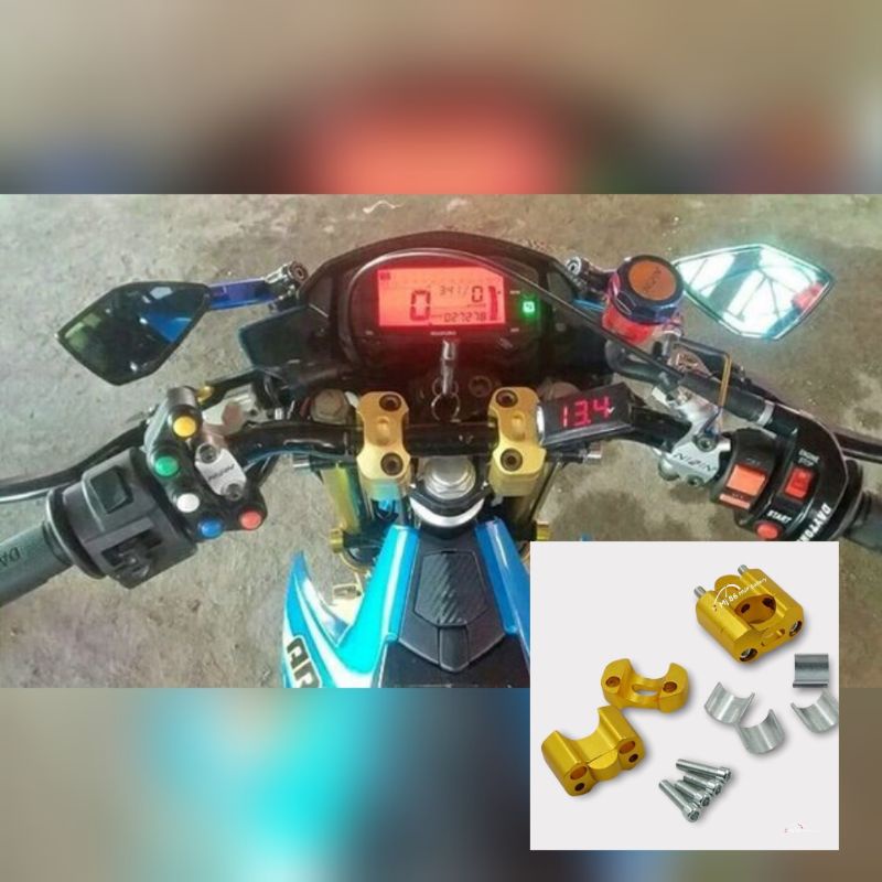 Paket stang RZR plus raiser stang gold cnc motor satria fu fi karbu dan injeksi rxking pnp