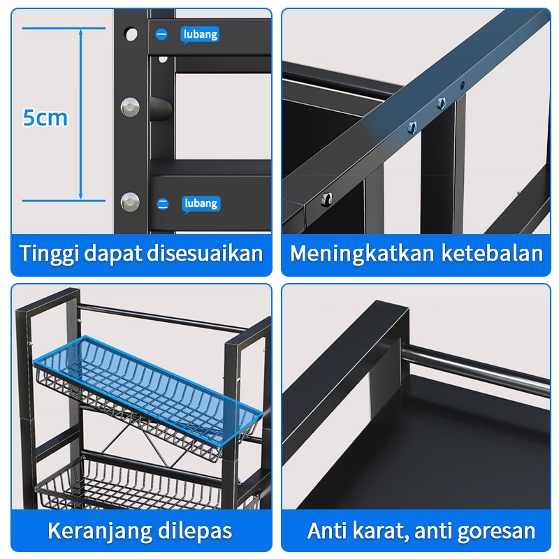 Rak Dapur Rak Troli Keranjang Rak Dapur Rak Oven Rak Microwave Penyimpanan dengan Roda