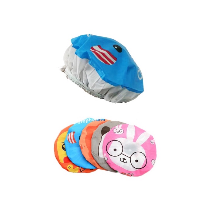 3SP | SSR22 Shower Cap Karakter Kartun Lucu Topi Mandi Anak Dewasa Penutup Rambut Kepala Topi Mandi Waterproof Lucu Tahan Air Import