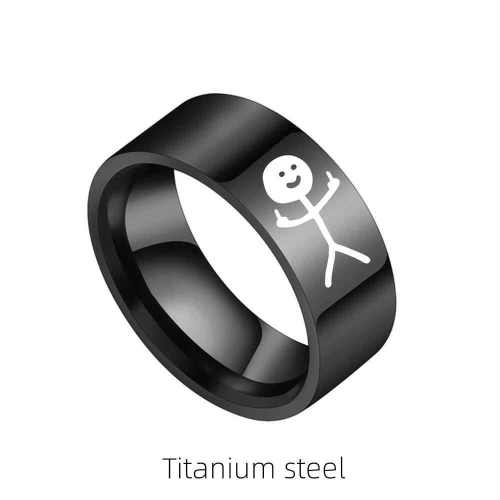 Cincin Bahan Titanium Steel Desain Jari Tengah Gaya Hip Hop Untuk Pria