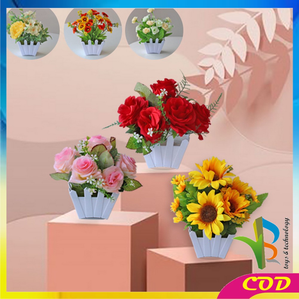 RB-C289 - C300 Ornamen Pot Bunga Hias Tanaman Bunga Hias Plastik Artificial Flower / Bunga Pajangan Meja / Hiasan Dekorasi Rumah