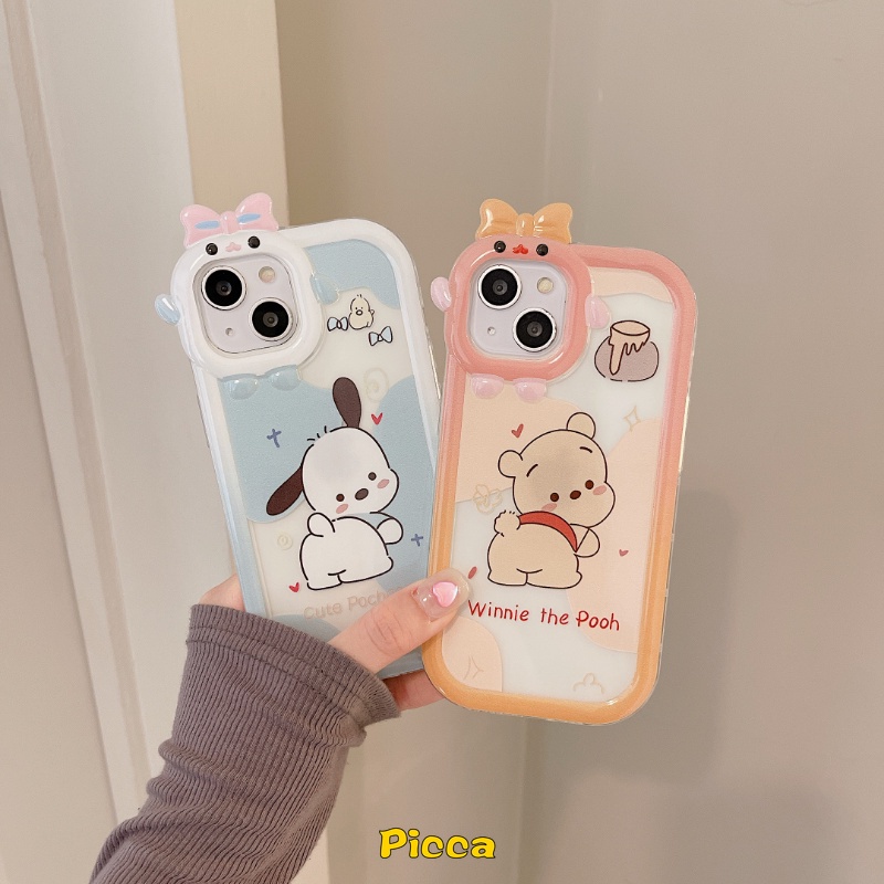 Casing Lensa Little Monster 3D Redmi A1 9 10 A1+9T 10A 9A 9C 10C 9C NFC Note9 8 11Pro+10 11s 10 Pro Max Plus PO CO M3 X3 NFC Pro Mi 11Lite Pochacco Winnie Lucu Tempat Case Pooh