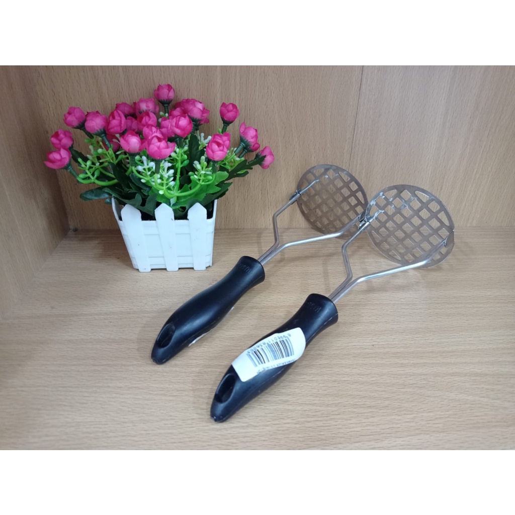 Tekanan Burger Stainless Steel Gagang Hitam / Alat Press Burger