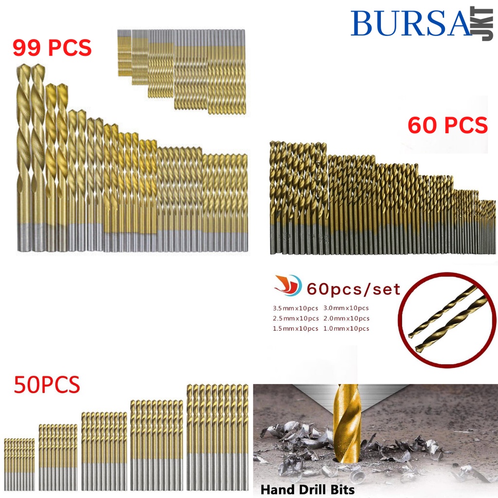 MATA BOR BESI HSS STEEL TITANIUM TWIST DRILL SET