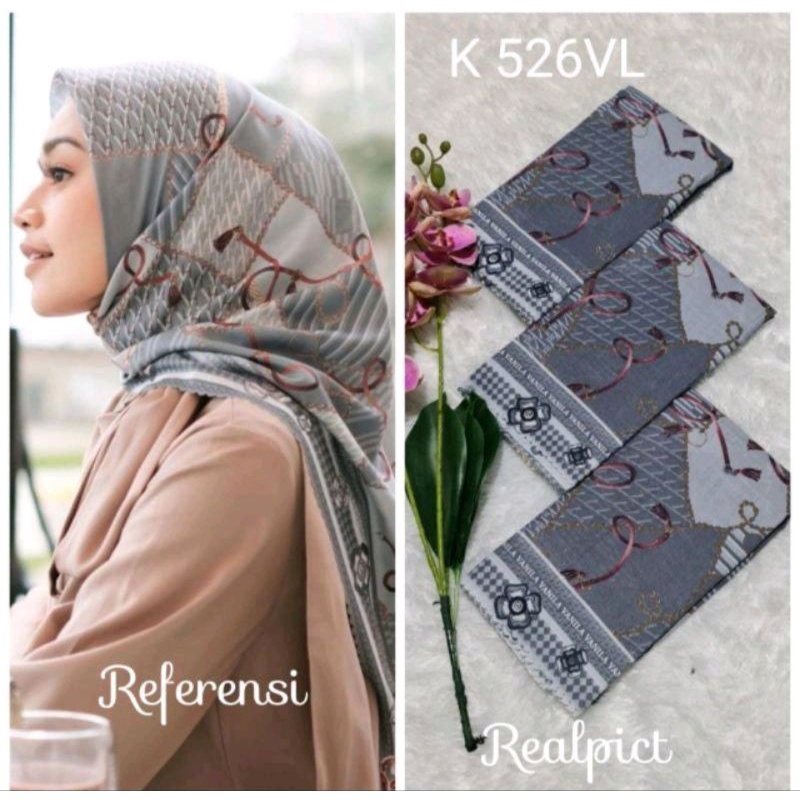 hijab denay segiempat motif vanila rantai abu