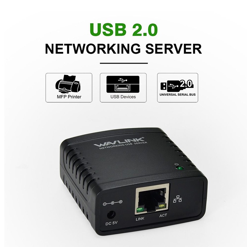 Print Server Wavlink 100Mbps Ethernet to USB Sharing Printer