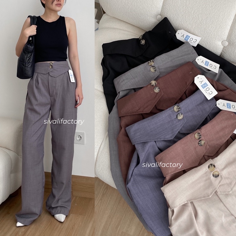 SIVALI Nojiya Pants - Celana Kulot Highwaist - Cullote Pants - Celana Wanita