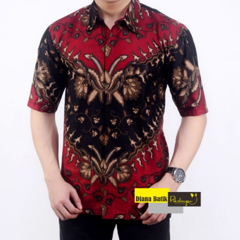 Baju Batik Pria Lengan Pendek Terbaru Terlaris Bahan Katun M L XL XXL
