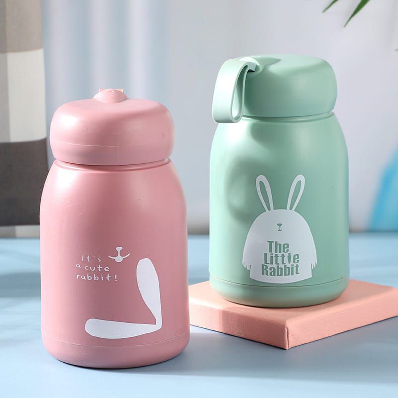 RY - Botol minum kopi teh susu / botol kaca mini kelinci 330 ML / Botol mini tumbler lucu anak dewasa-3