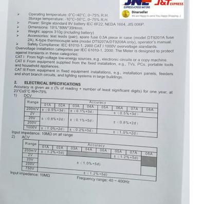 Multitester Digital DT 9205A DT9205A ORIGINAL