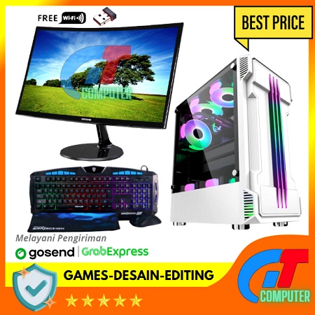 PC Gaming Fullset INTEL i7 SSD 128GB lengkap LED 24 inc Keyboard Mouse GAMING