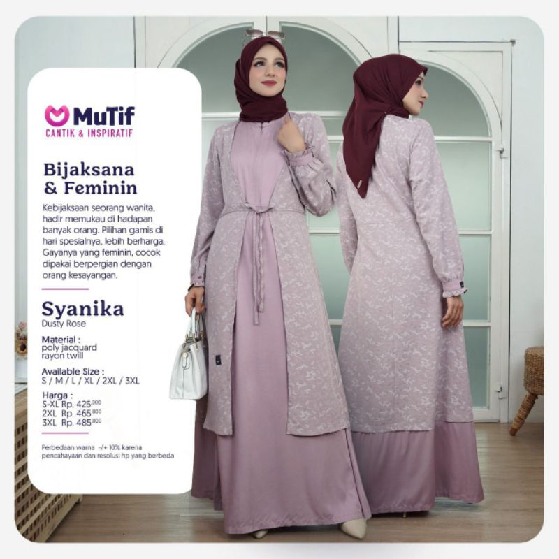 GAMIS MUTIF SYANIKA DUSTY ROSE