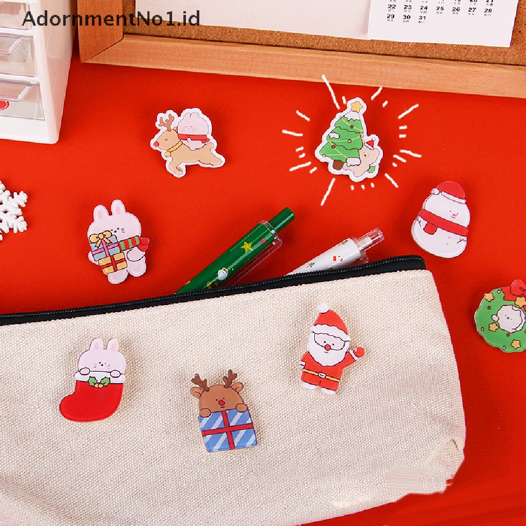 1pc Bros Pin Desain Santa Claus Elk Snowman Pohon Natal Lonceng Bahan Akrilik Untuk Aksesoris