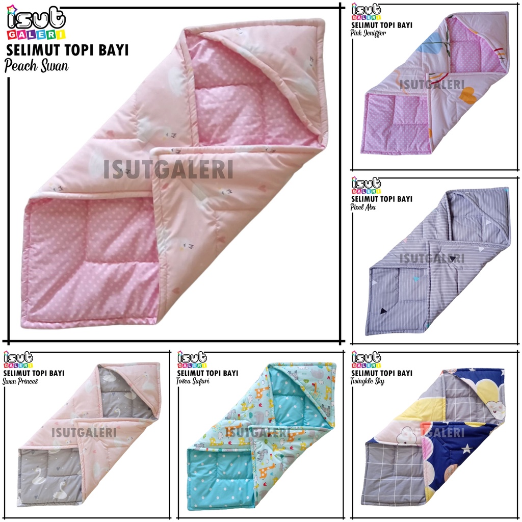 ISUT GALERI - Selimut Bayi Topi Lembut Bahan Katun| Baby Hoodie Blanket 75 x 75 cm