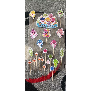 TOPPER ULTAH BABYSHARK TOPPER CAKE TOPPER ULANG TAHUN / HIASAN KUE  MURAH