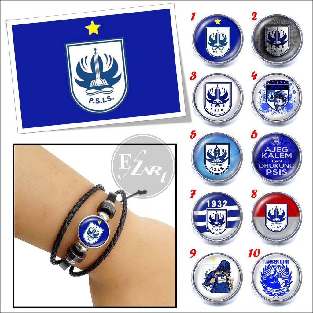 Gelang Custom Suporter PSIS Panser Biru Semarang Elegan Kulit Kepang Multilayer