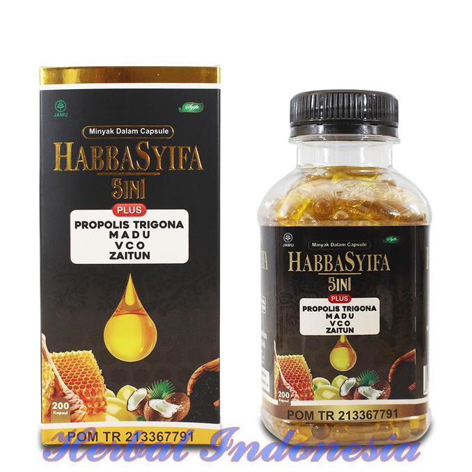 

DISKON KAPSUL HABBASYIFA 5 IN 1 ISI 200|PLUS PROPOLIS TRIGONA,MADU,VCO,ZAITUN BERKUALITAS