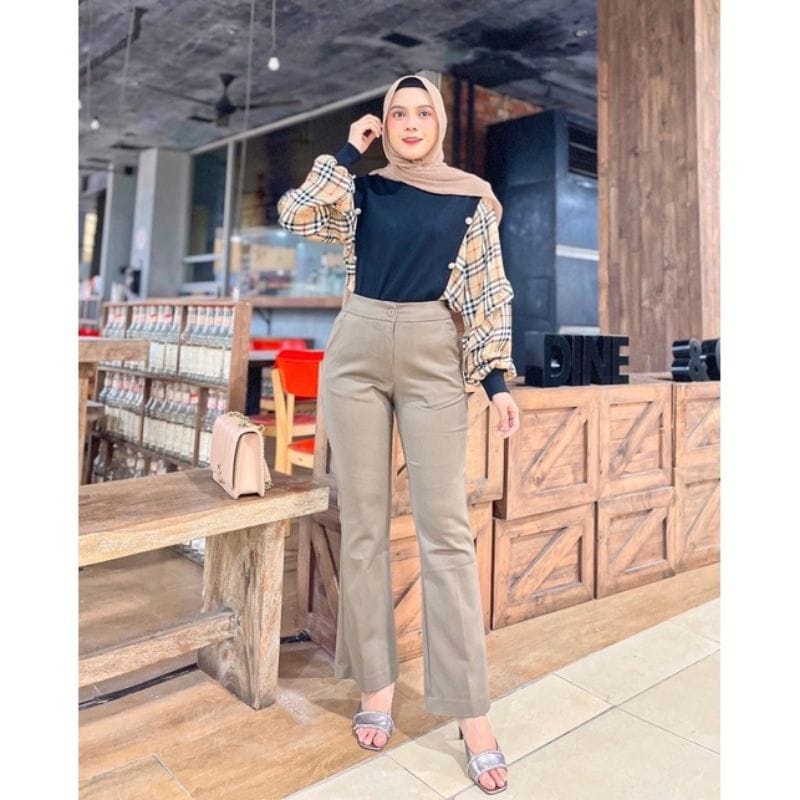 Higwaits Celana Kerja Semicutbray free ikat pinggang / Celana Kantor Wanita