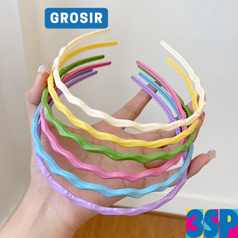 3SP | ART71 Bando Korea Polos Glossy Zig Zag Candy Aksesoris Rambut Wanita Korean Headband