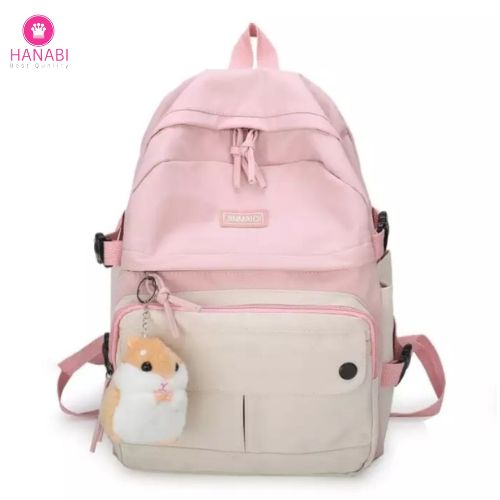 HANABI - Tas ransel sekolah TWO COLOUR Tas kekinian tas casual TANPA BONEKA