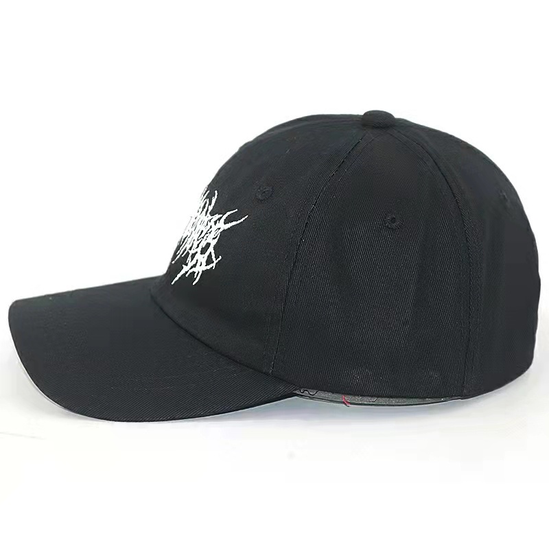 Topi Baseball Adjustable Bahan Katun Motif Bordir Gaya Gothic Hip Hop Untuk Pria Dan Wanita