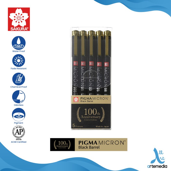 

[COD] Drawing Pen Sakura Pigma Micron Set 5 Black Barrel Limited Edition