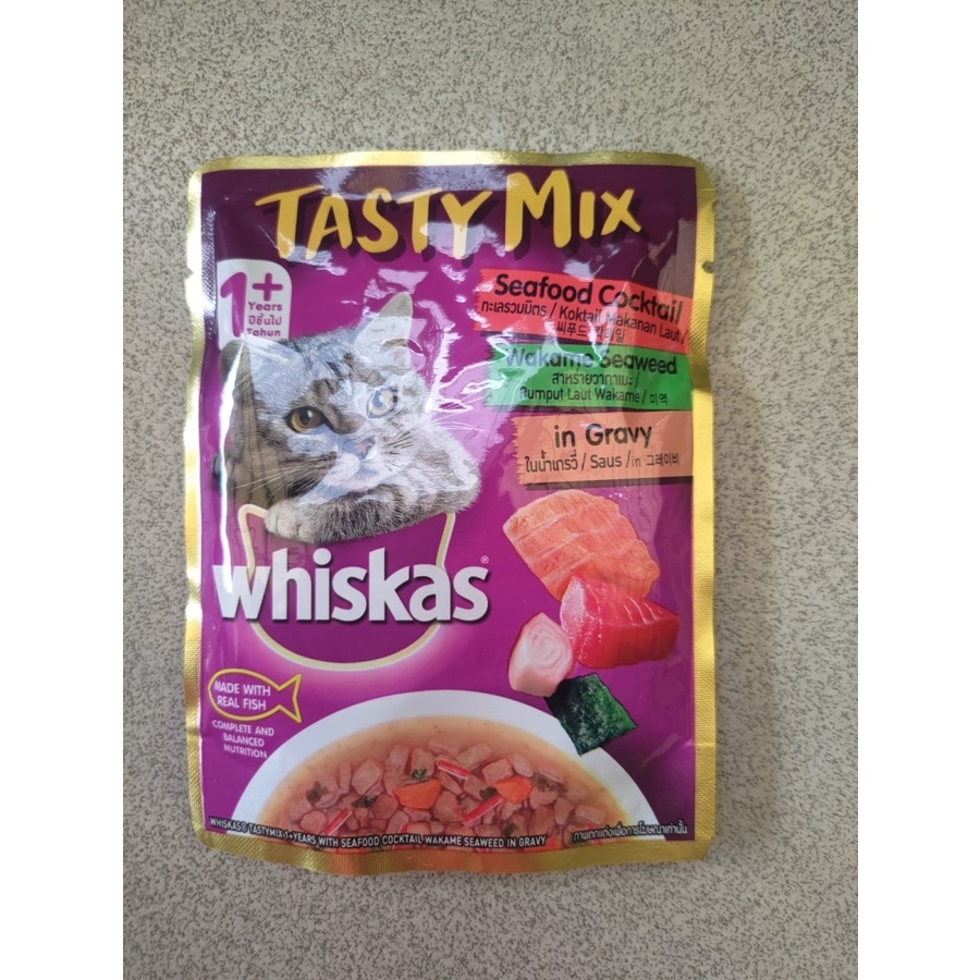 Whiskas Tasty Mix Cat Wet Food Seafood Cocktail Pouch 80gr