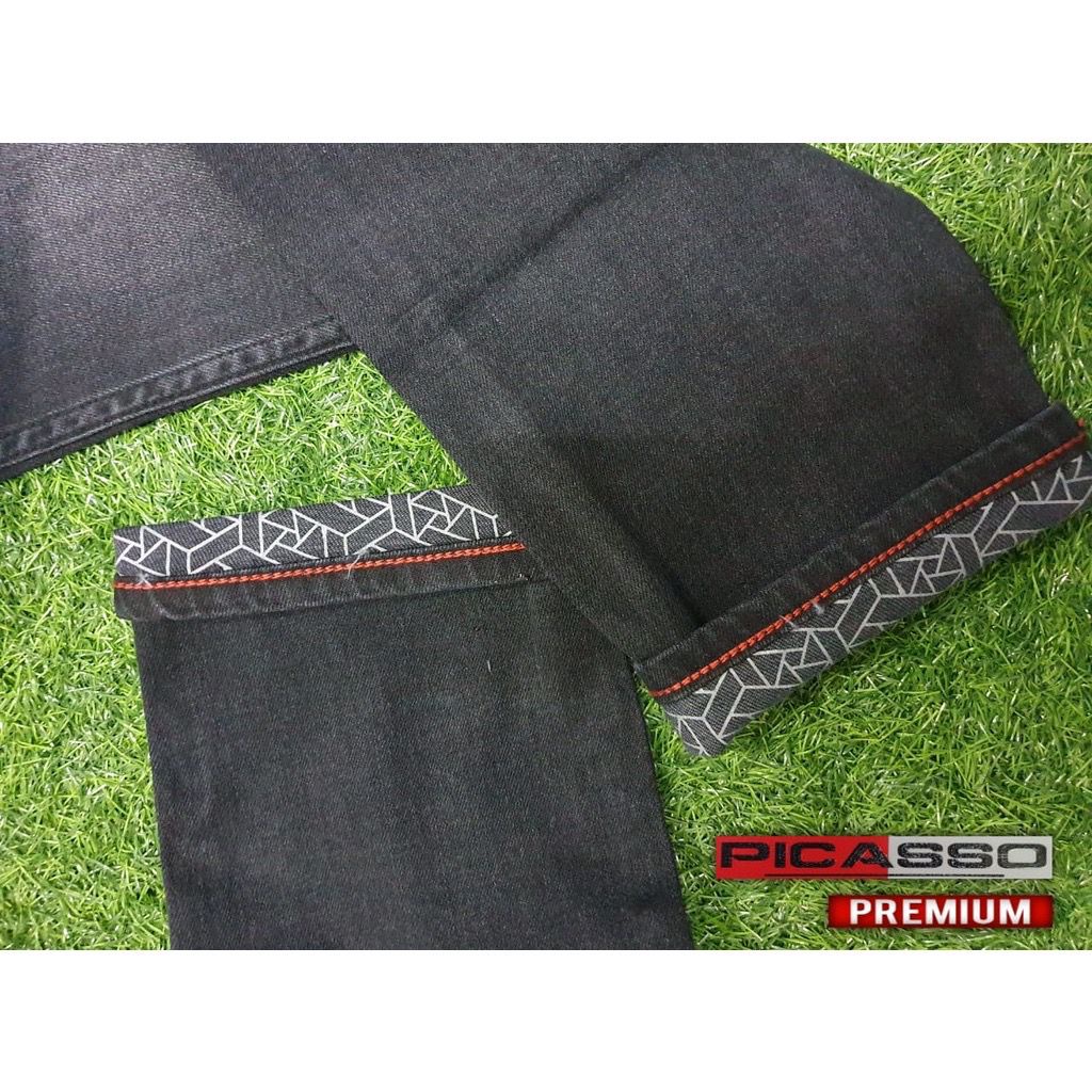 PICASSO JEANS STRETCH HITAM SLIM FIT PANJANG PRIA CELANA JEANS PICASSO STRIT HITAM PANJANG CELANA HITAM KARET PANJANG CELANA JEANS HITAM BAHAN MELAR