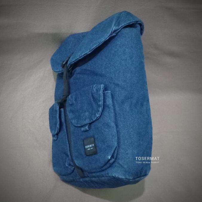 Exsport Lequisha Denim ori tas ransel backpack daypack casual - biru