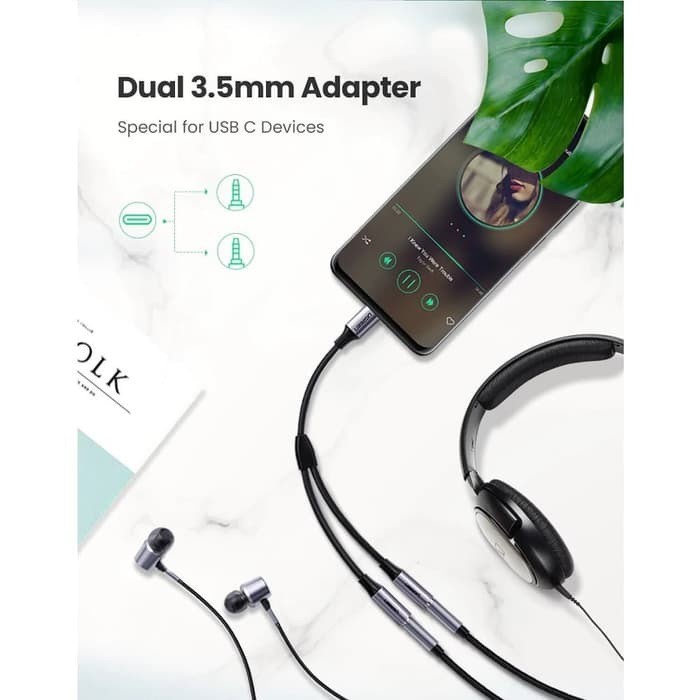 UGREEN Audio Splitter Type C to Aux 3.5mm Earphone Converter 2 in 1