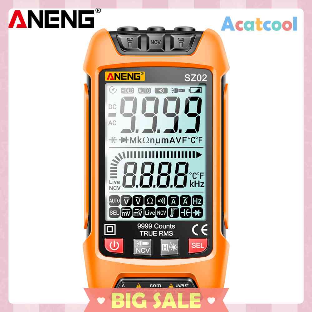 Multimeter Digital 9999 Hitungan Kapasitansi Auto Range True RMS NCV LED LCD