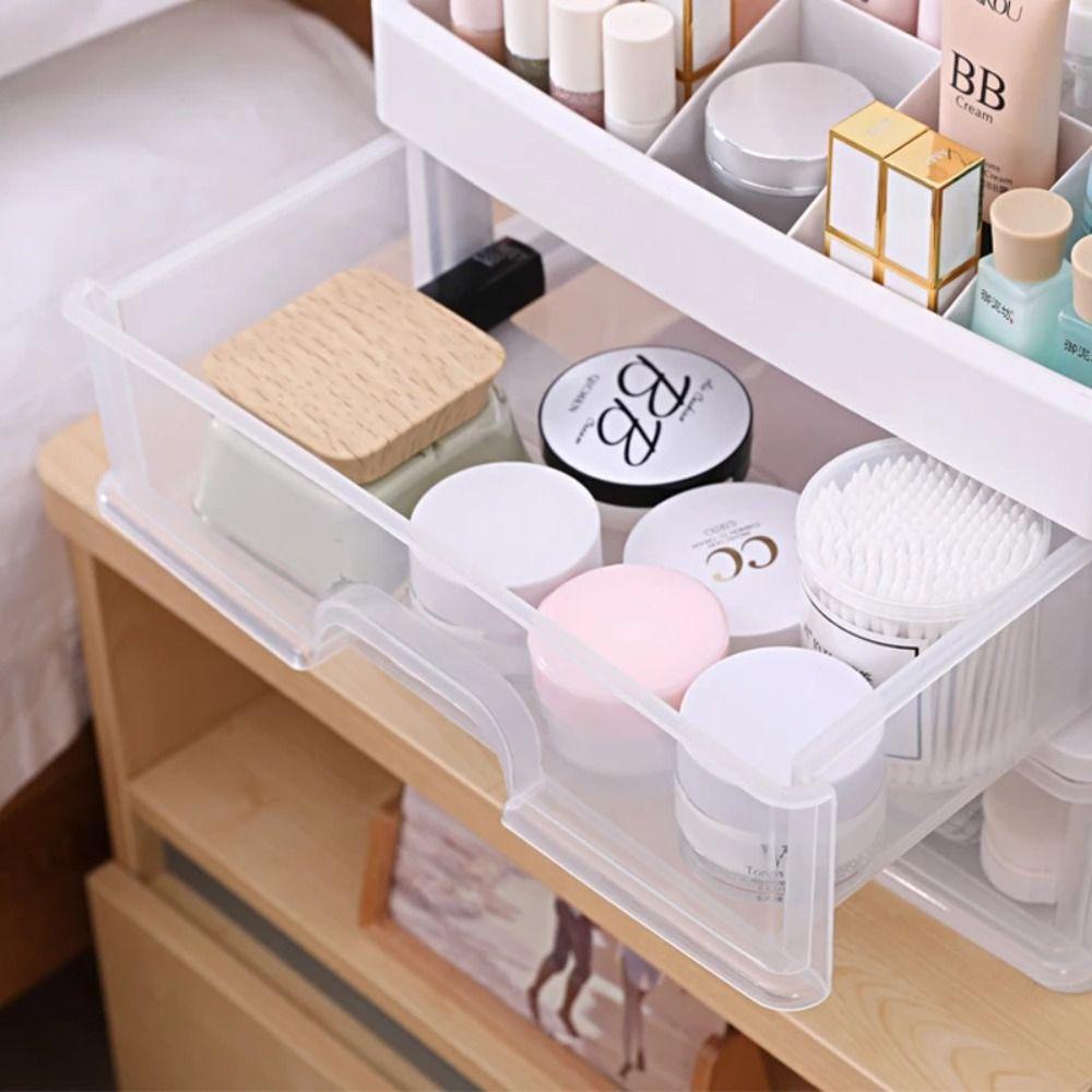 【 ELEGANT 】 Rak Penyimpanan Transparan Tahan Lama Multifungsi Kosmetik Serba Serbi Meja Rias Susun Wastafel Rumah Desktop Storage Asrama Atur Mainan Rak Kotak Perhiasan