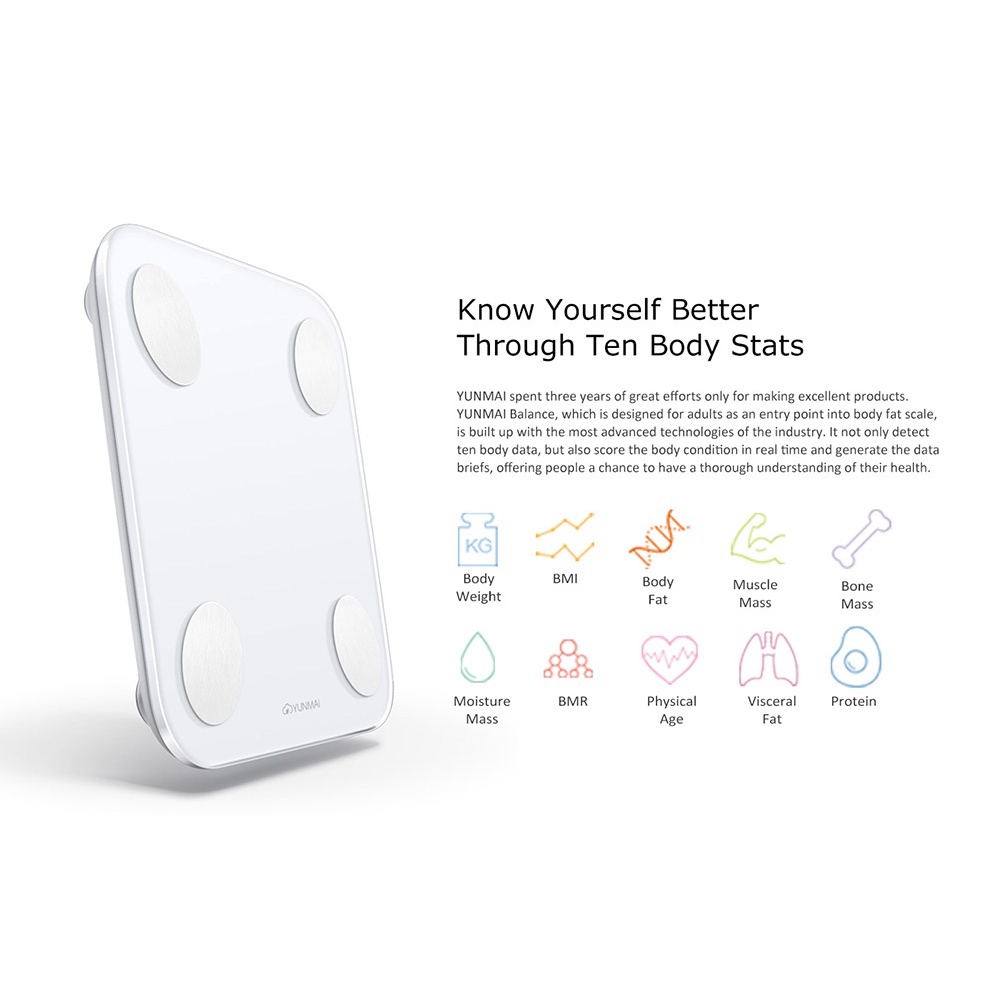 YUNMAI MINI 2 - Smart Intelligent Body Fat Scale - Timbangan Pintar Pengukur BMI dan Lainnya