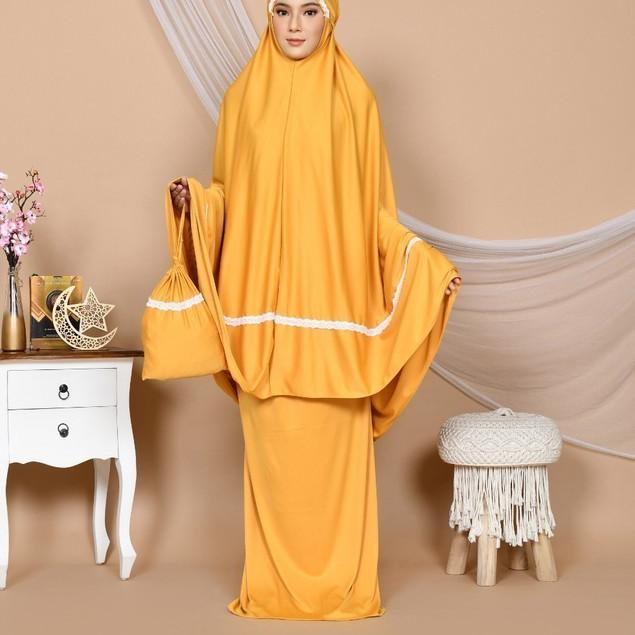 Mukena Tazbiya Harvest Bloom Blue - Abu-abu