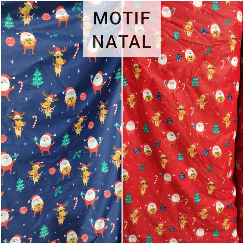 Kain Katun Motif Natal Christmas Lucu Lebar 240