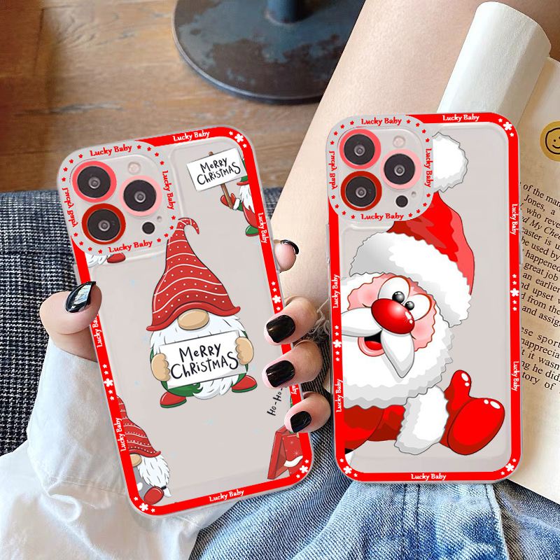 Soft Case Silikon TPU Transparan Shockproof Motif Natal Untuk IPhone 14 13 12 11 Pro X XS MAX XR 6S 7 8 Plus Mini