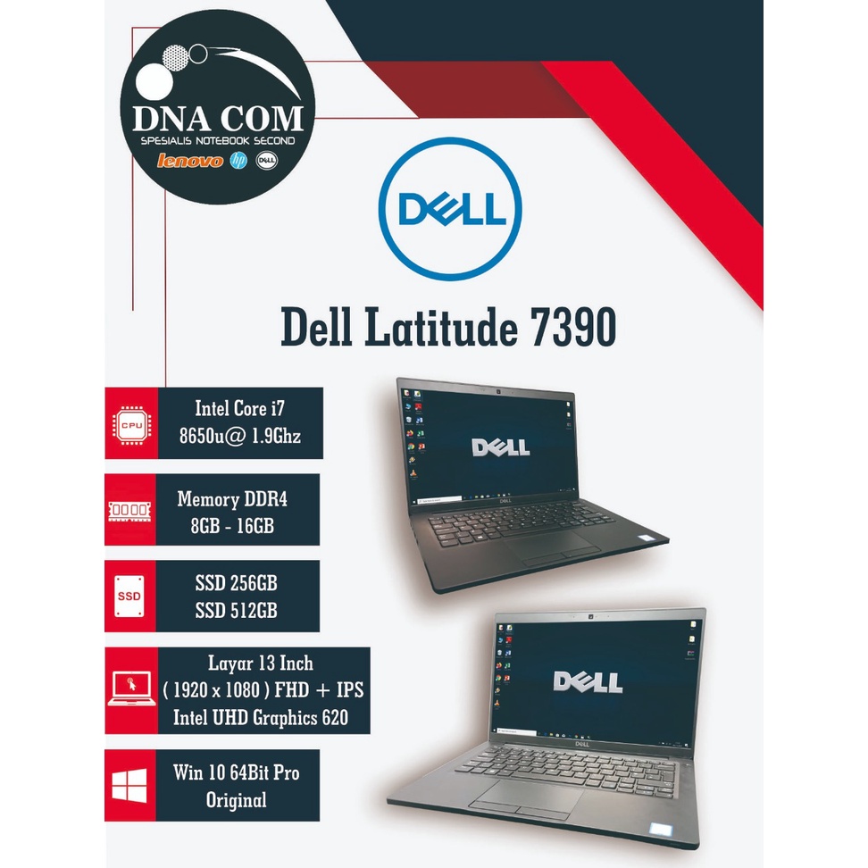 Dell Latitude 7380 7390 Core i5 / i7 Gen 8 | 8GB | SSD 256GB | Berkualitas / Bergaransi