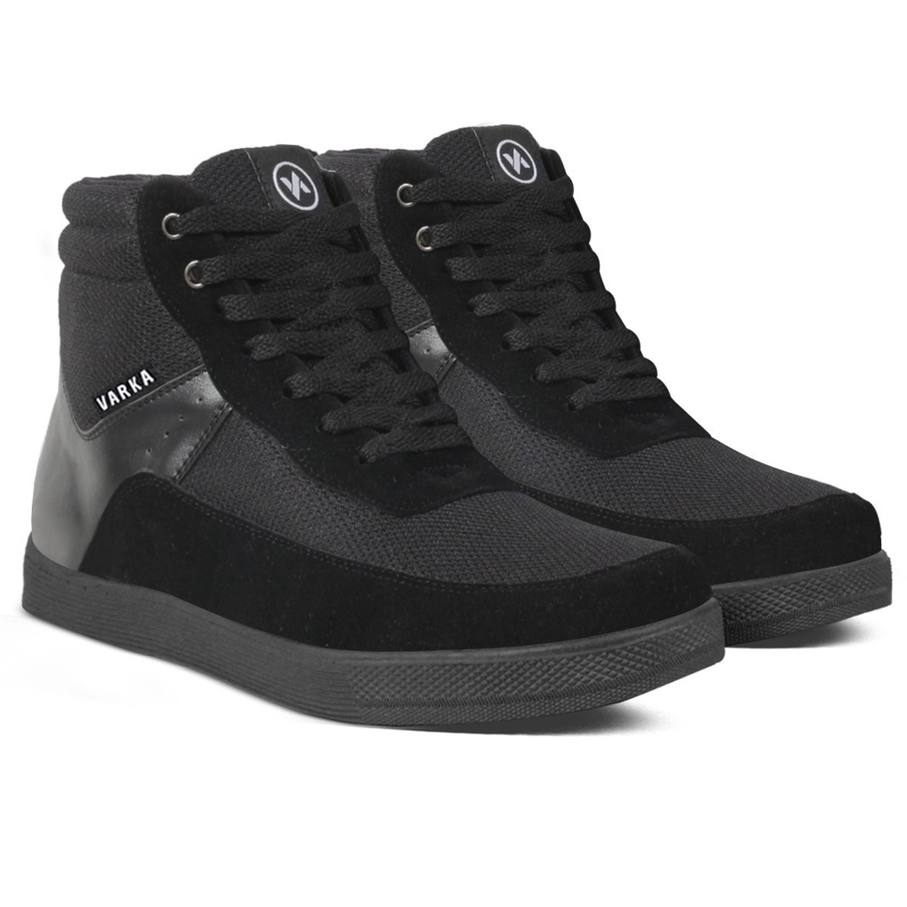 Sepatu Sneakers Pria V 5115 Brand Varka Sepatu Kets Tinggi Kuliah Kerja Hangout - Hitam
