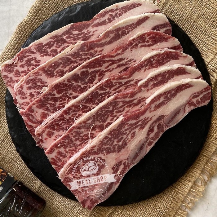 

Galbi Marbling 4+ Cut 1cm Daging Sapi US Choice Shortribs Bone In Beef Kalbi