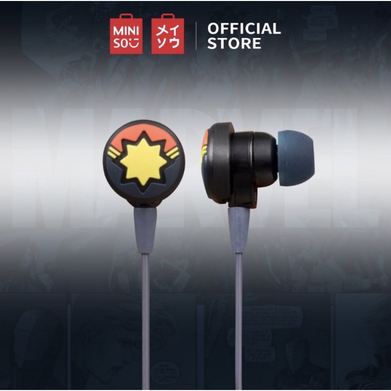PROMO SALE MINISO EARPHONES 1,2M MARVEL HEADSET MARVEL IRONMAN THOR CAPTAIN AMERICA