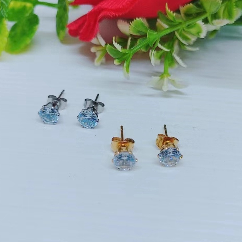 Anting Titanium Mata 5mm/6mm Perhiasan Wanita Jewelry