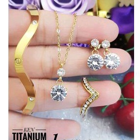 Titanium Set Perhiasan Wanita Gold Mewah Lapis Emas Import Terbaru Awet Anti Karat 3011c