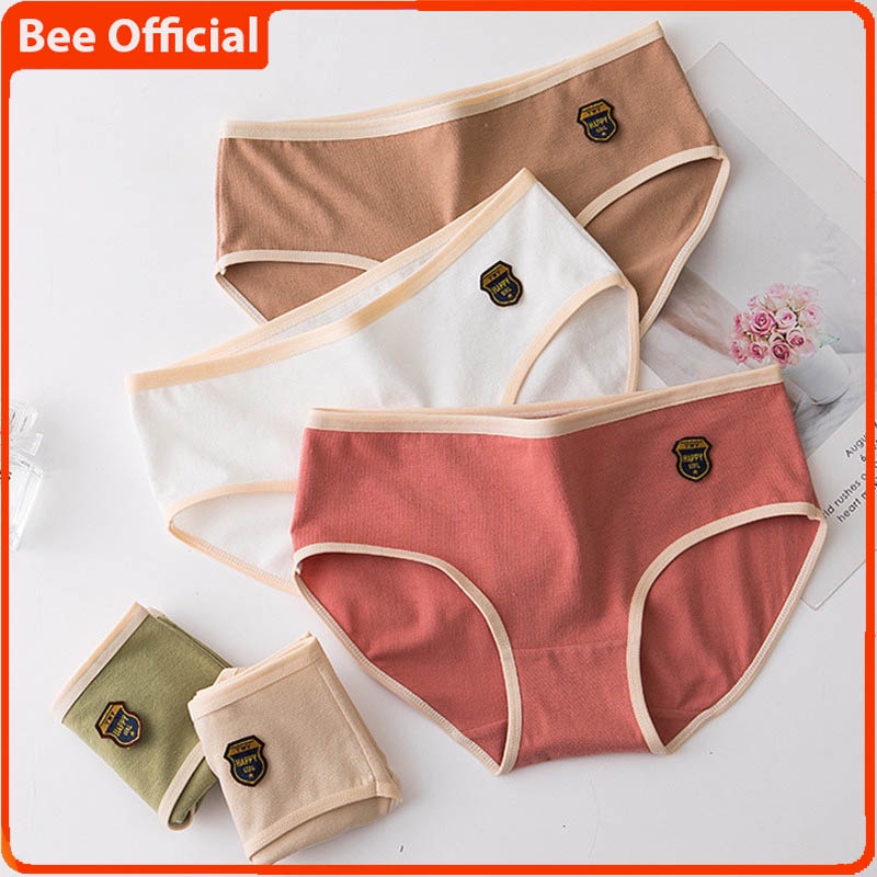 BEE - Celana Dalam Mid Waist Cd Polos Bahan Katun Import Undies Premium CS010