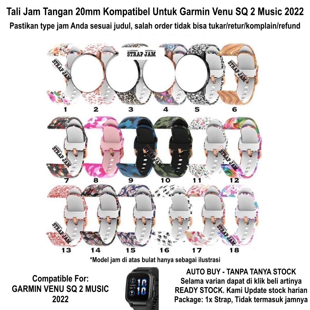 Motif 20mm Strap Garmin Venu SQ 2 Music 2022 - Tali Jam Tangan Wanita Imut Lucu