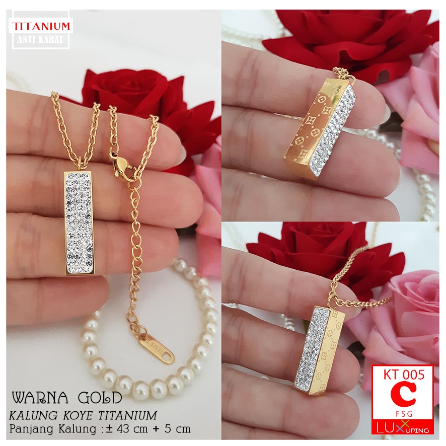 KT 005 Kalung Titanium Kupu Kupu Aksesoris Titan Anti Karat Selamanya Luxx Xuping