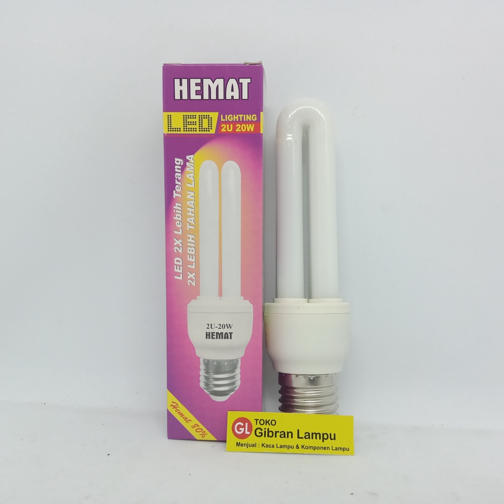 Lampu Hemat 2U 20 Watt - LED Bohlam Jari Hemat Energy