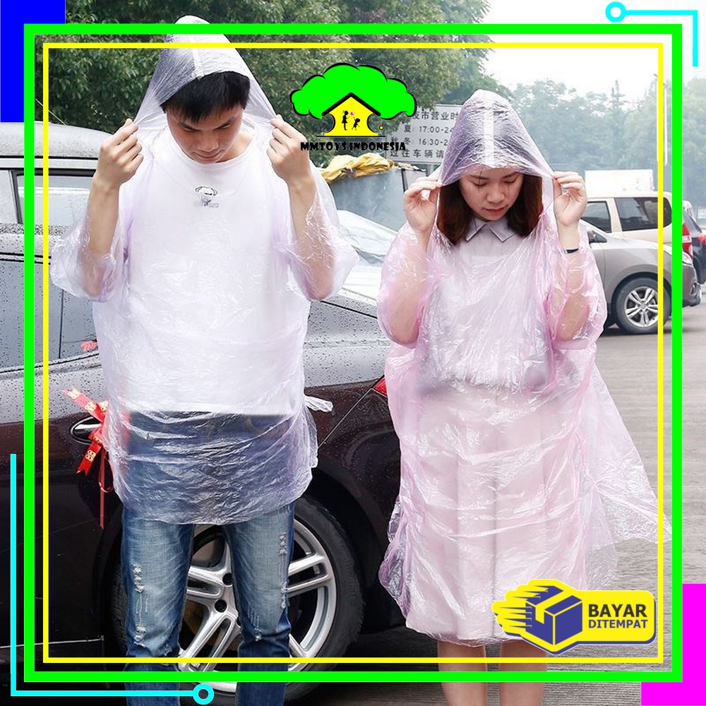 MI-C174 Jas Hujan Plastik Murah Sekali Pakai Disposable Raincoat Mantel Hujan Kantong Kresek Image 9